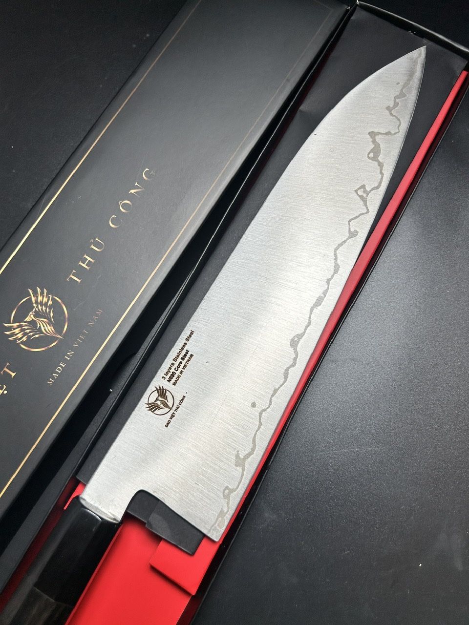Gyuto 3 Lớp Hoàn thiện Migaki Lõi thép N690 Kháng gỉ 240mm