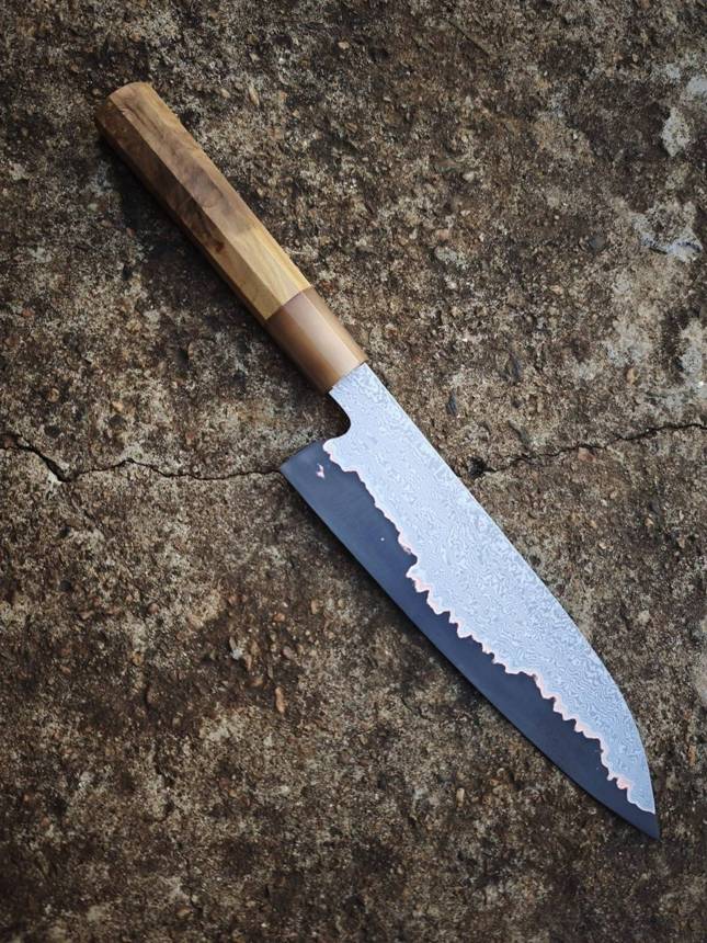 Gyuto Damascus vân đồng Lõi thép carbon 52100