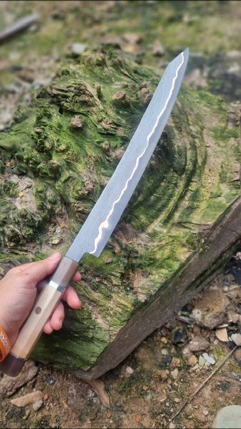 Sujihiki Damascus Vân Đồng Lõi thép bột M390
