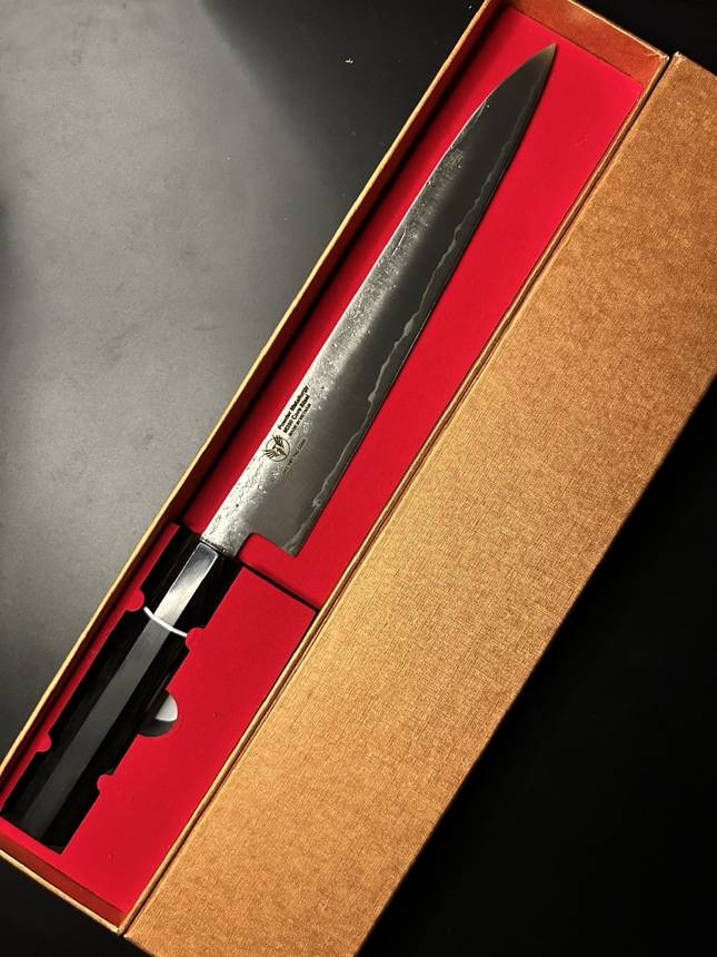 Sujihiki Hoàn thiện Nashiji Lõi thép bột M390 240mm