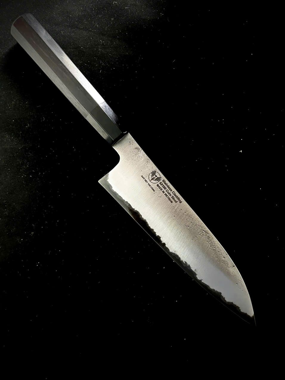 Dao Gyuto lõi thép 52100, ốp thép không gỉ 180mm
