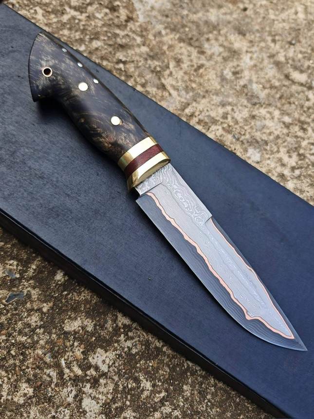 Dao đa dụng Damascus ghép đồng cán bướu